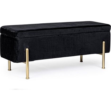 Panca Contenitore "Irina" per interno, con Struttura In Mdf E Compensato, da 110x42x42h cm -Nero (1/4)
