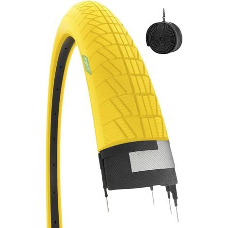 COPERTONE GIALLO 20 X 1.75 (47-406) + CAMERA PNEUMATICO BICICLETTA GRAZIELLA CITY BIKE STRADALE BIMBO (1/5)