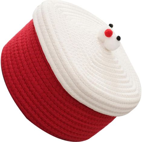 Panier de Rangement en Corde de Coton Couvercle, Organiseur Portable pour Jouets D'animaux, Design Simple et Élégant, Rangement la Maison (1/5)