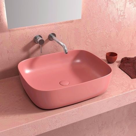 Lavabo da appoggio colore rosa opaco  KLT-490R kamalu