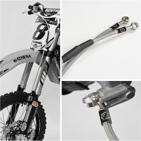 Tubo freno anteriore in treccia d'acciaio Moto-Master per GasGas, Husqvarna, KTM SX/SXF 125/450 '04- (vedere descrizione prodotto) Cross