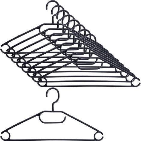 Dix cintres rotatifs en plastique noir - solution pratique