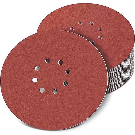 Lot de 30 disques de ponçage de 225 mm, grains 120 et 240, papier de verre circulaire à 8 trous pour ponceuses à sec et ponceuses à main. (1/5)