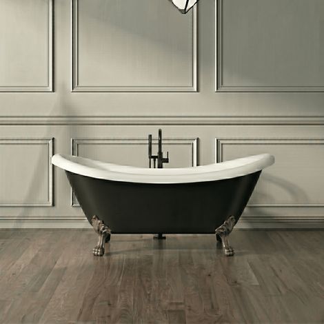 Bañera con patas DARLINGTON NEGRA 175 cm patas LEÓN BRONCE ENVEJECIDO
