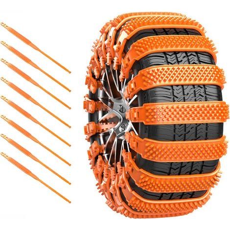 Auto-Schneeketten für Toyota Prius+ 2011 2012 2013 2014 2015 2016 2017 2018 2019 2020 2021, wiederverwendbare Auto-Schneeketten, anwendbare Reifengrößen: 165–275 mm, 8 Stück, Orange (1/5)