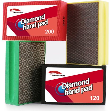 Lot de 4 tampons de polissage à la main en diamant galvanisé, grain de verre, pierre marbre, céramique (1/5)