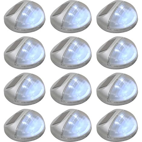 Lote de 12 lámparas solares LED de pared para exteriores 11 x 5 cm de bajo consumo instalables de polipropileno plateado 020045903 (1/5)
