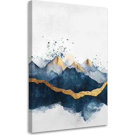 Tableau déco Abstrait Or Bleu Moderne 40x60 (1/5)