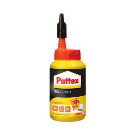 Pattex Bois Express, colle à bois à séchage rapide, colle vinylique pour montage, assemblage, placage ou contrecollage sur supports en bois, colle blanche, 250 g