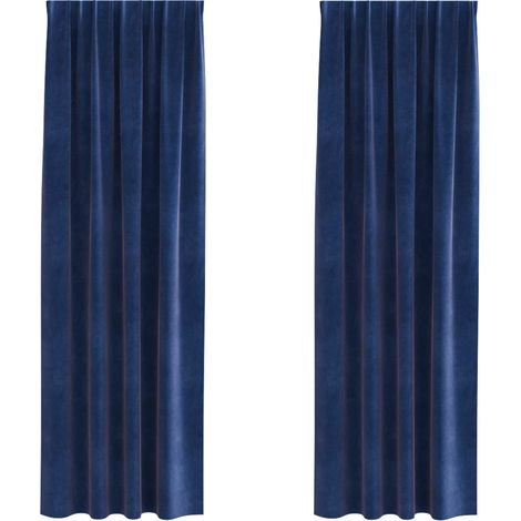 Rideaux occultants 2 pcs Bleu foncé 140 x 260 cm Velours