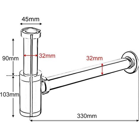 2 X Siphon de Lavabo Chromé Universel Tube Siphon de Lavabo Siphon en Acier Inox 1 1/4 x 32mm Salle de Bain Siphon Évier Métal Siphon à Tube Siphon à Tube Syphon Lavabo Reglable Anti Odeur (1/4)