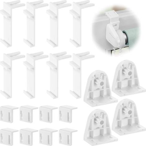 Set di 20 pezzi per tende a rullo，Accessori in plastica，bastoni per tende e montaggio di tende a rullo doppie in legno (1/4)