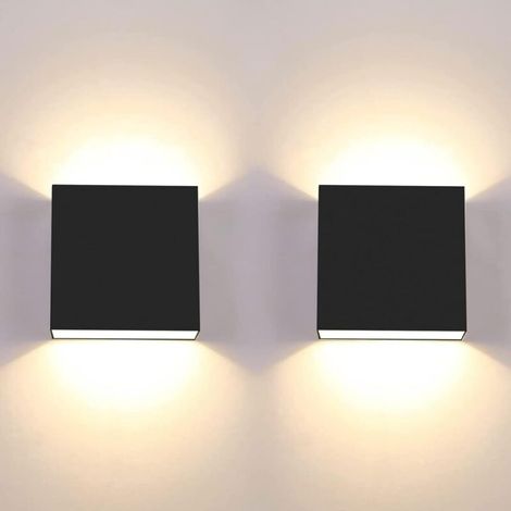 2-Pack 7W LED Wall Sconce, Modern Indoor Wall Light, Warm White 3000K, Square Black (1/5)