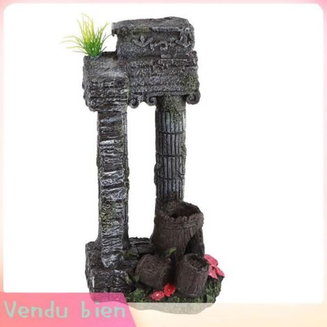 Garosa Colonnes romaines de décoration d'aquarium Colonnes Romaines en Résine pour Aquarium, 13x23cm, animalerie artificielle (1/4)