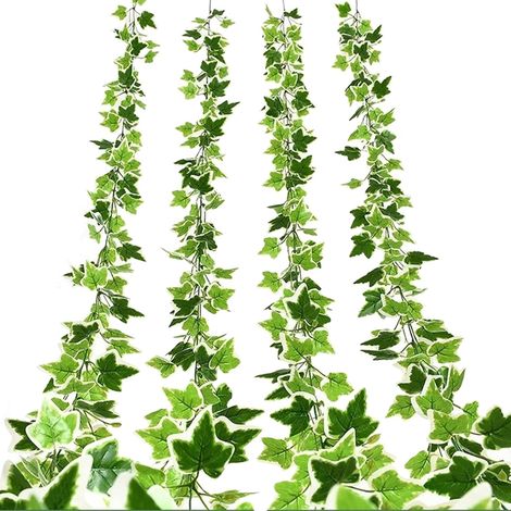 4 guirnaldas artificiales de hiedra verde, guirnaldas decorativas para oficina, cocina, jardín, boda - OTROS (1/4)