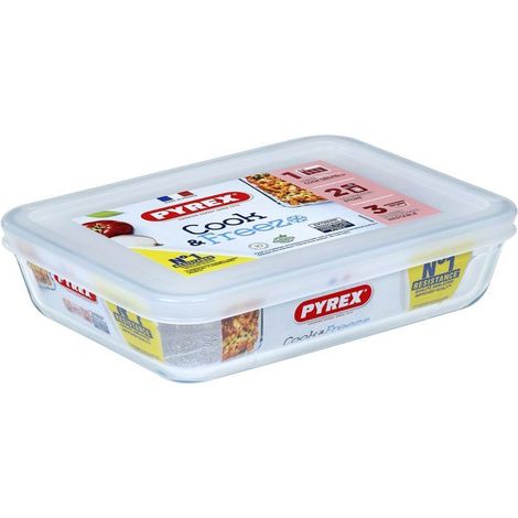 Contenitori rettangolari - PYREX - Cook & Freez - Set di 4 - Impilabili - Vetro borosilicato (1/5)