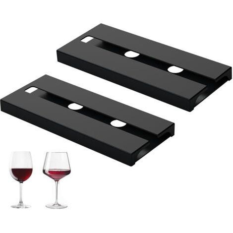 2 Pièces Support à Verre à Vin Suspendu, Porte-Verre à Vin, Porte-verres à Pied, Support Verre à Vin Deux Rangées, pour Maison, Bar, Étagères, Restaurant (Noir) (1/5)