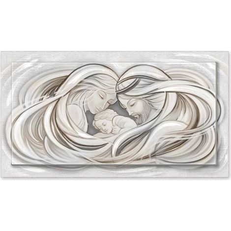 Lupia - Quadro moderno su Tela con Cornice stampata NEWEXT 75x135 cm SACRA FAMIGLIA 1 MIX stampa tela in cotone e cornice legno mdf, amore e famiglia, per soggiorno, camera da letto, cucina, ufficio (1/4)