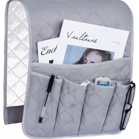 Armrest storage bag, grey, sofa cover, hanging bag, space-saving non-slip storage bag (1/5)