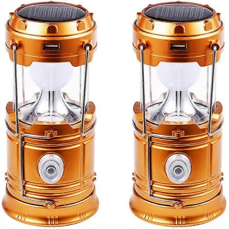 Lanterne solaire portable à LED, lampe torche télescopique multifonctionnelle dorée (1/5)