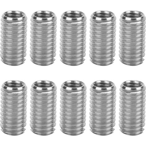 10pcs Intérieur M6 1.0 Extérieur M8 1.25 Lueur 15mm Inserts Filetés à Fente (1/4)