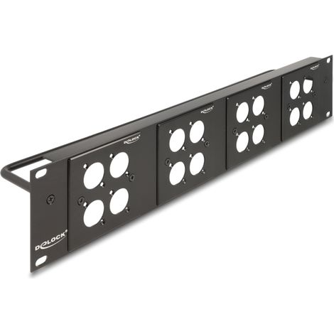 Delock Panel de conexiÃ³n Tipo-D de 19 con 4 placas Tipo-D de 86 x 86 mm y 4 puertos 2U negras