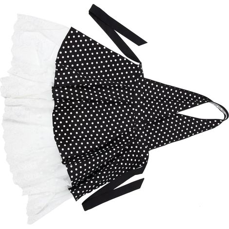 Tablier Cuisine Vintage pour Femme en Tissu Noir à Pois, Pliable et Facile à Ranger, Cuisine Tâches Ménagères (1/5)