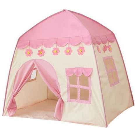 Tente de jeu pour enfants pour filles Tente de jeu princesse Chambre d'enfant Sécurité intérieure extérieure Non toxique avec boules de coton Lumières Baguette de couronne de princesse congelée 130 1 (1/5)