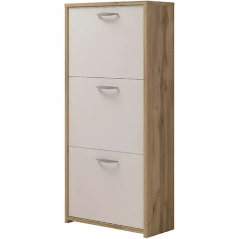 scarpiera 3 ante bellahome legno e bianco 50x25x113 cm