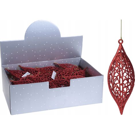 Boule de Noël ajourée, rouge, incassable, 22x8x7 cm (1/2)