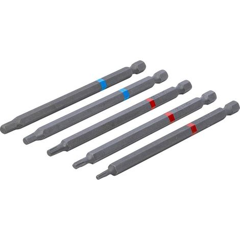 Jeu d Embouts 5 pcs 6,3 mm (1/4) - Six Pans Mâle, Profil Torx Femelle - L. 110 mm - Précision et Polyvalence - D-Work