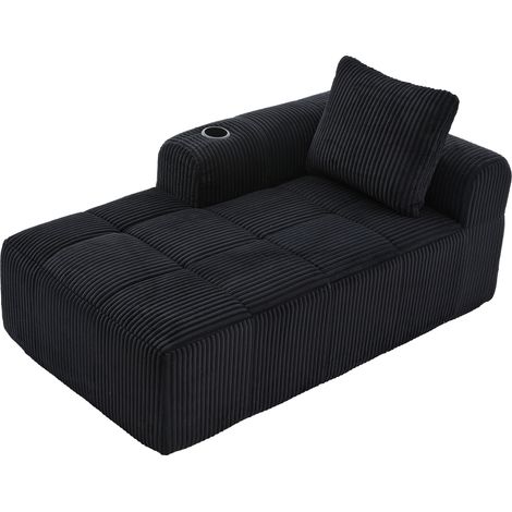 Canapé versatile confort fonctionnel velours côtelé noir 158x93x61 cm ZIPSOFA (1/5)