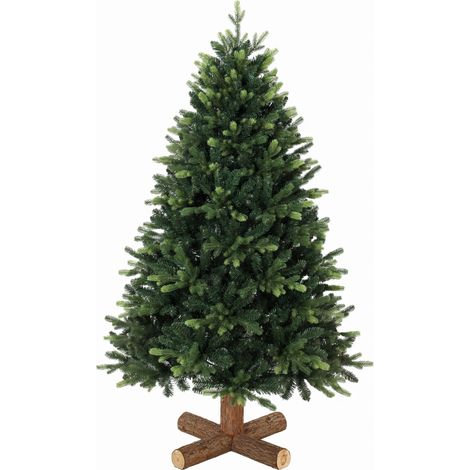 HOMCOM 5ft Artificial Christmas Tree, Solid Fir Wood Stand, Green