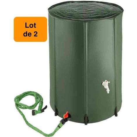 Lot de 2 Cuves, Réservoirs Récupérateurs d'eau de pluie pliable 380 L à Eau