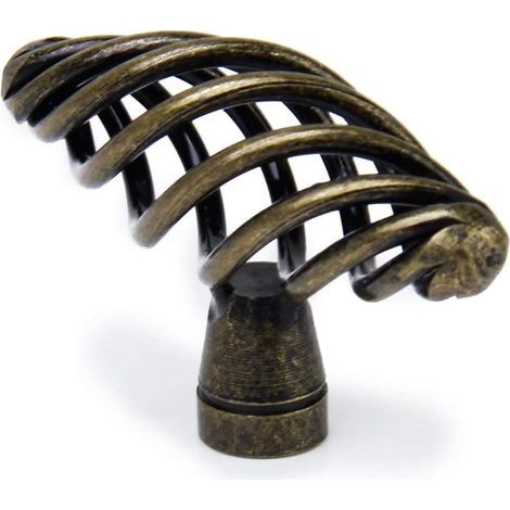 Set of 12 vintage twisted cage kitchen cabinet handles, antique bronze, 7.5 cm (1/5)