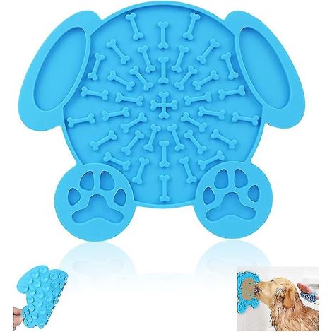 Tapis de léchage pour chien avec ventouses puissantes, idéal pour le bain et le dressage des griffes des chiens et chats. Motif beurre de cacahuète. (1/4)