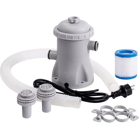 Pompe de filtration de piscine hors sol, filtre à eau pour piscine gonflable et piscines à cadre, kit complet avec cartouche filtrante, tuyaux, connecteurs et colliers de serrage, 1135 L/h (1/5)