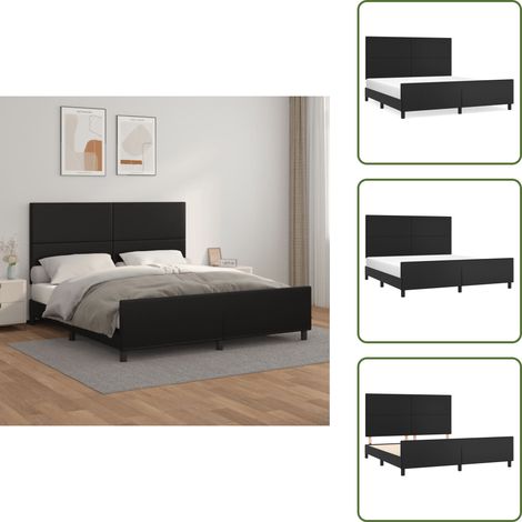 Cadre de lit sans matelas noir 160x200 cm similicuir - Lit Double - Cadre De Lit - Tête De Lit - Similicuir - Meuble Chambre À Coucher (1/5)