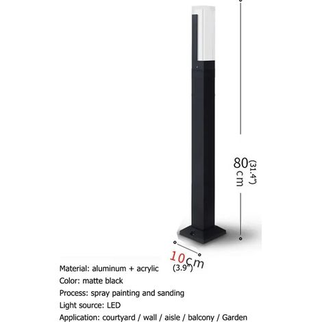 (H80cm-110V) DEBBY Lampe de jardin LED extérieure étanche en aluminium, décorative et créative pour villas, duplex et parcs. (1/5)