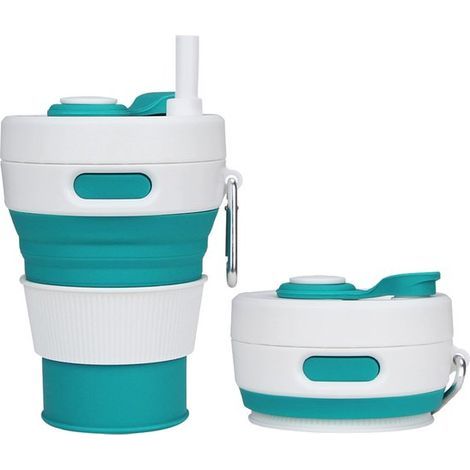Tasse à café pliable avec paille - 450 ml - Mug de voyage - Tasse à café à emporter (1/5)