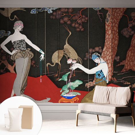 Papier peint intissé mural classique avec imprimé motifs décoratifs design élégant non‑tissé Scène élégante 312x219 cm (1/5)