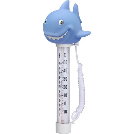 Milageto Thermomètre de Piscine Flottant Décoratif, Design Mignon Multifonction, Thermomètre à Eau Portable Décoratif Facile à Lire, Température de l'Eau pour Bain, Baignoire et Aquarium, Requin (1/5)