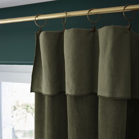 HARRIS - Rideau Ajustable 140x270cm Velours de Coton Thym + 8 Anneaux Pince (1/5)