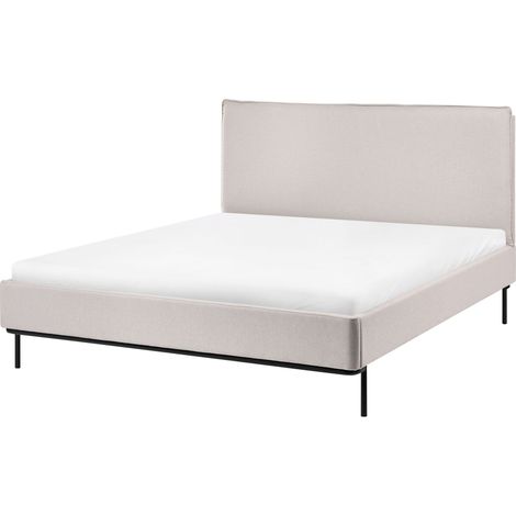 Letto Tessuto moderno imbottito con testiera EU Letto matrimoniale 140 x 200 cm Beige con rete a doghe Corio