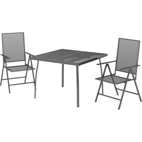 Set da pranzo da giardino mobili da esterno 3 pezzi in acciaio antracite 020013578