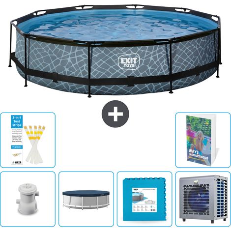 Exit Pool Rund - Steinoptik - 360x76 cm - 7-teilig  S253 (1/5)