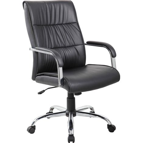 Sedia con ruote Bangkok, Poltrona direzionale con braccioli, Sedia ergonomica da ufficio, 69x60h105/115 cm, Nero