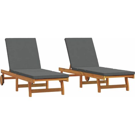 Maison Exclusive - Lettino da sole 2 pcs Marrone 65 x 199 x 84 cm (1/4)