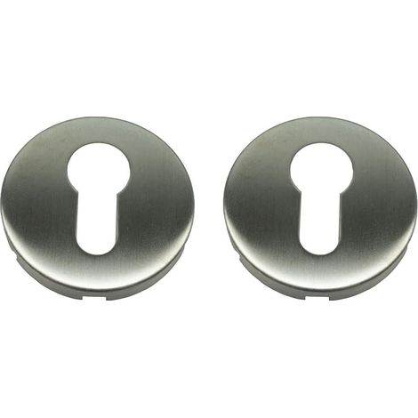 2 Rosaces de protection - Acier inoxydable mat - Pour serrures à cylindre profilé - Sécurité renforcée anti-effraction - Portes appartement et bureau - Diamètre 54 mm (1/3)