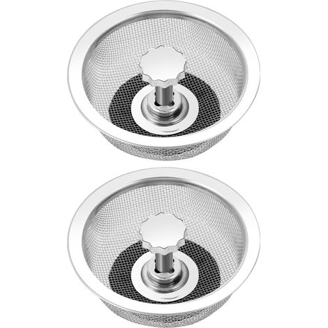 Lot de 2 crépines d'évier en acier inoxydable, pour cuisine et salle de bain